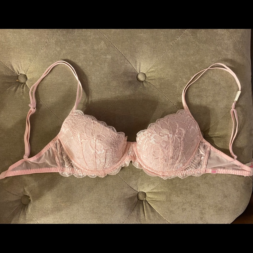 Light pink, Pink lace bra.